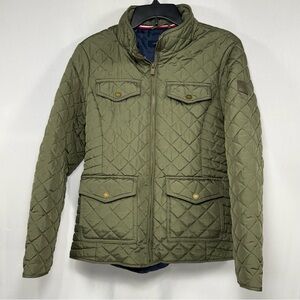 Tommy Hilfiger Olive Green Diamond Quilted Full Zip Field Jacket Coat Medium